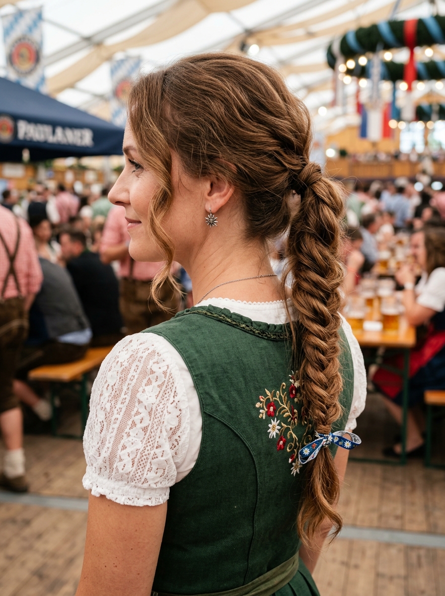 Geflochtener Ponytail als Oktoberfest Frisuren Inspiration 2026
